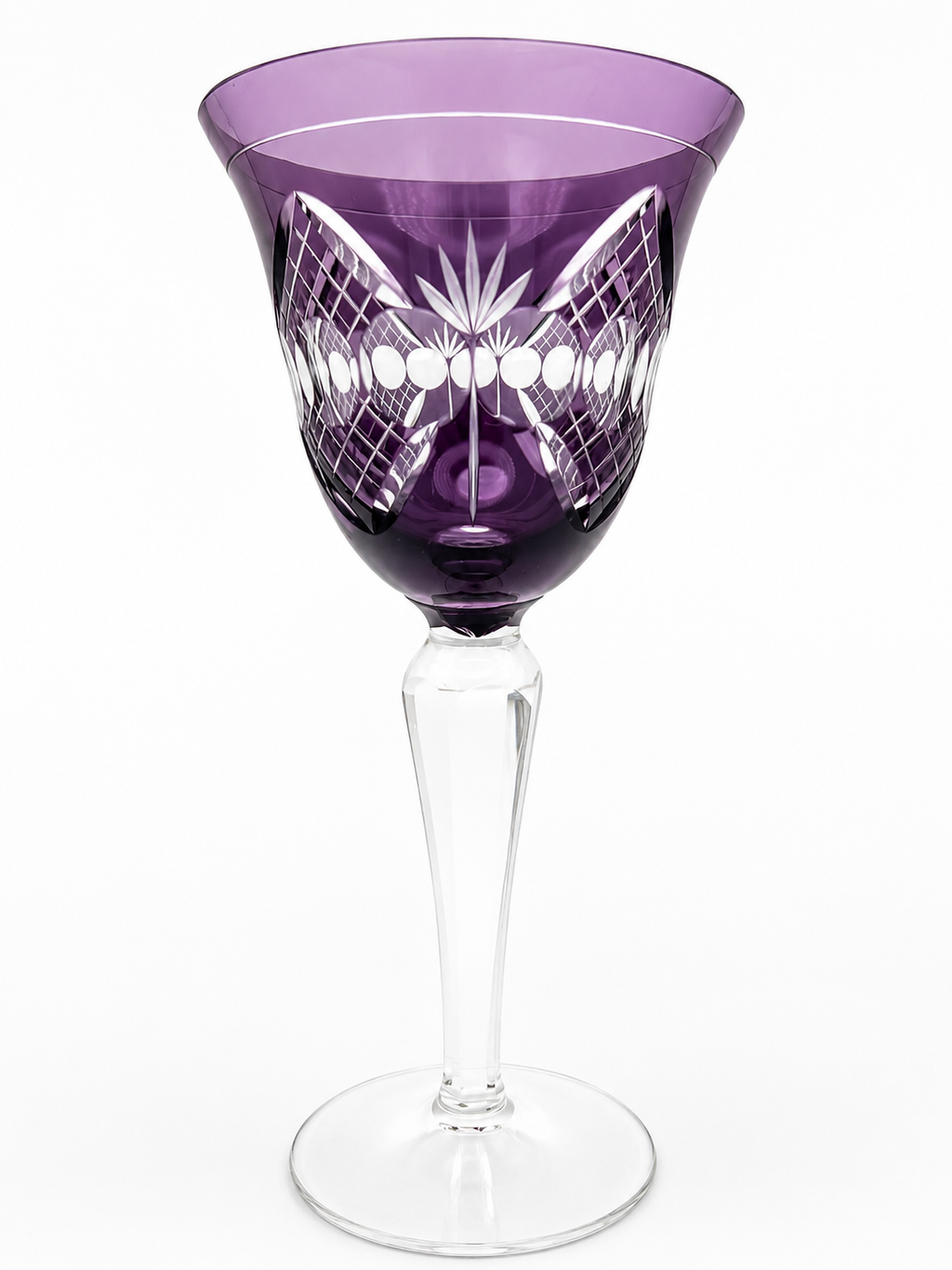 Edles Römer Weinglas Amethyst | Lila Überfang | Handgeschliffen | 19,5cm Amethyst