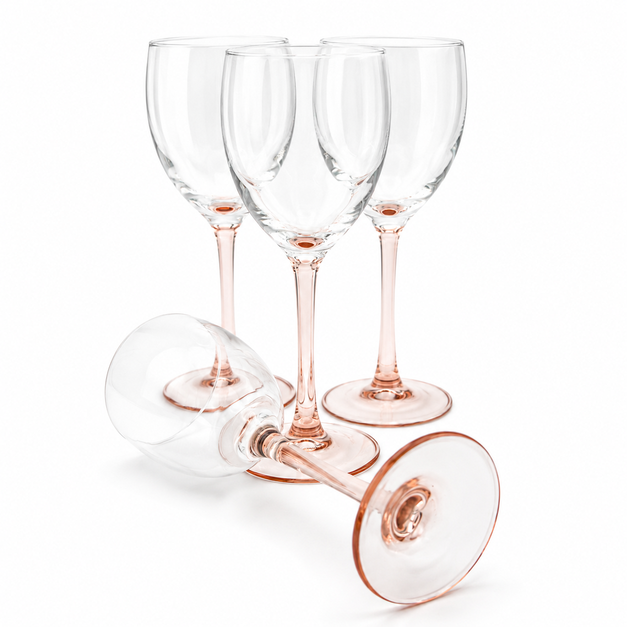 4er Set Luminarc Weißweingläser | Rosé Stiel | Vintage Frankreich | 18,5cm Luminarc