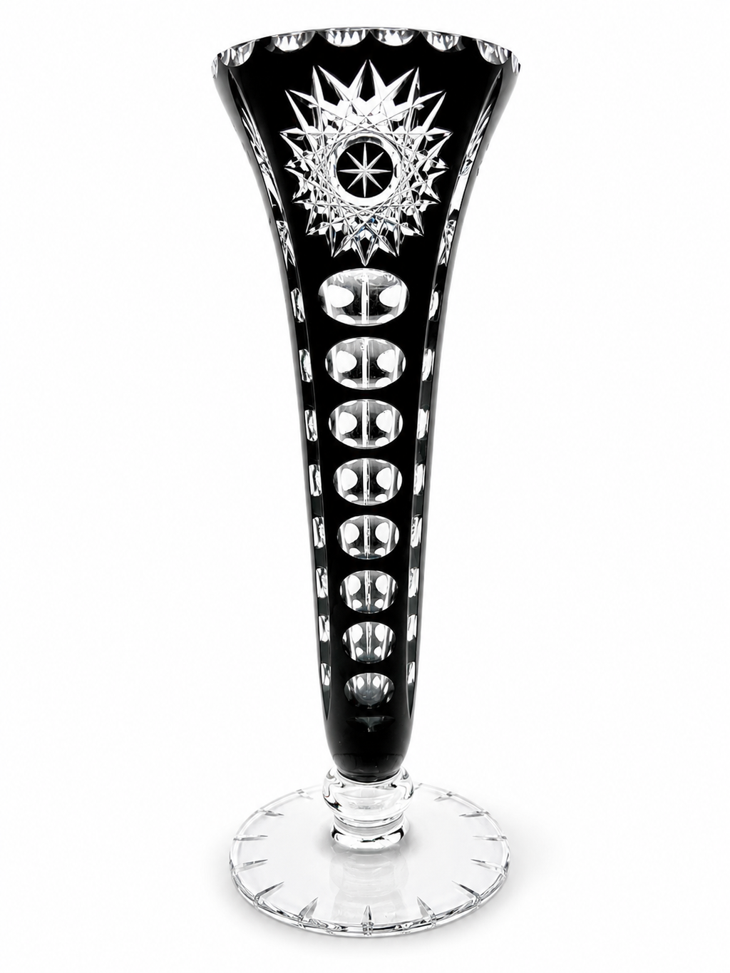 Edle Vase Schwarzes Bleikristall | Kelchform Vintage 24cm Nicht markiert