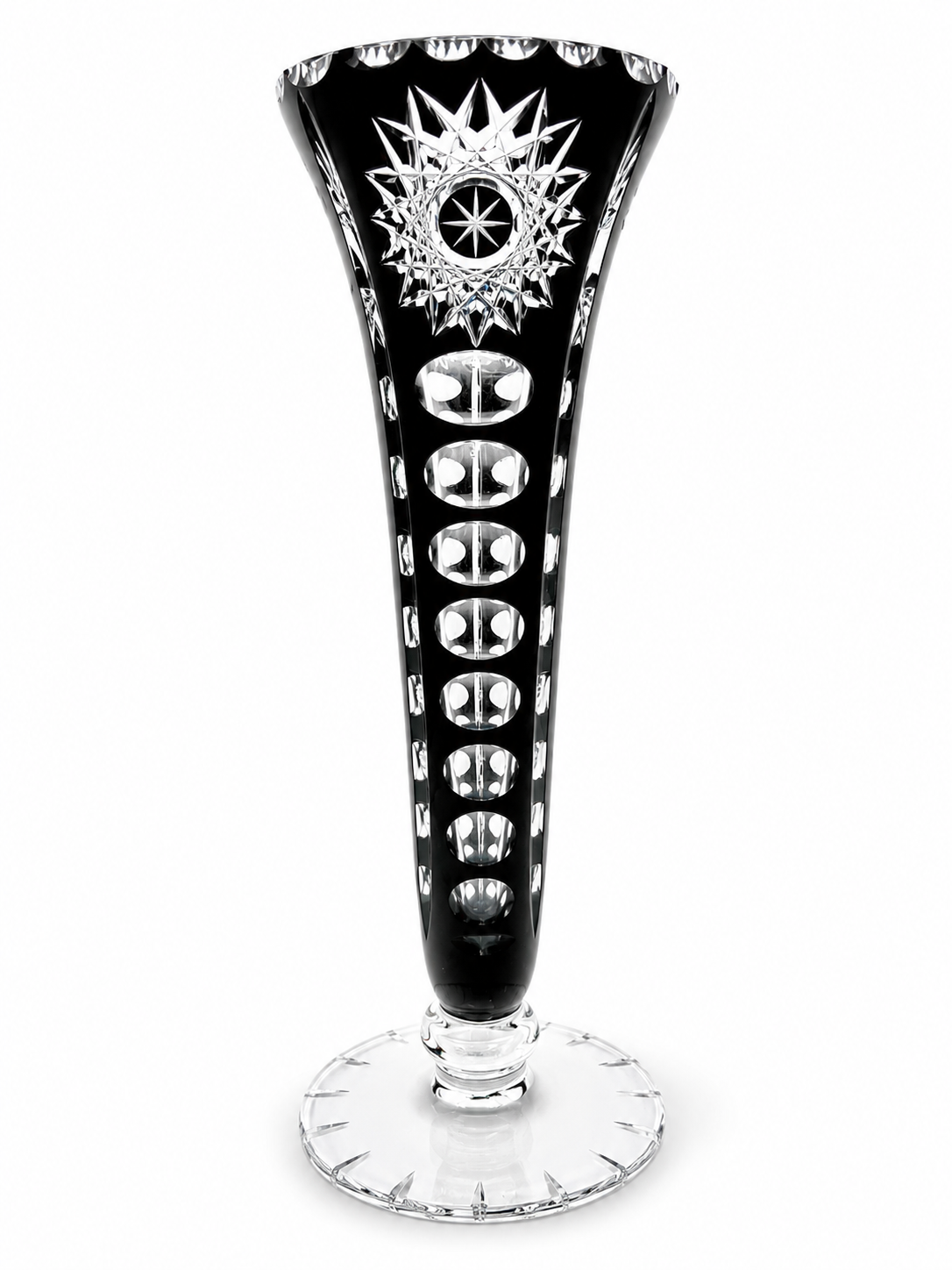 Edle Vase Schwarzes Bleikristall | Kelchform Vintage 24cm Nicht markiert