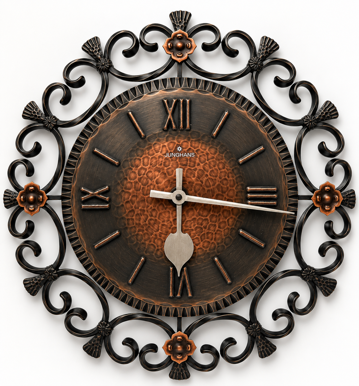 Massive Junghans Wanduhr Schmiedeeisen & Kupfer: 34 cm | 1,3 kg | Stingl Design Junghans