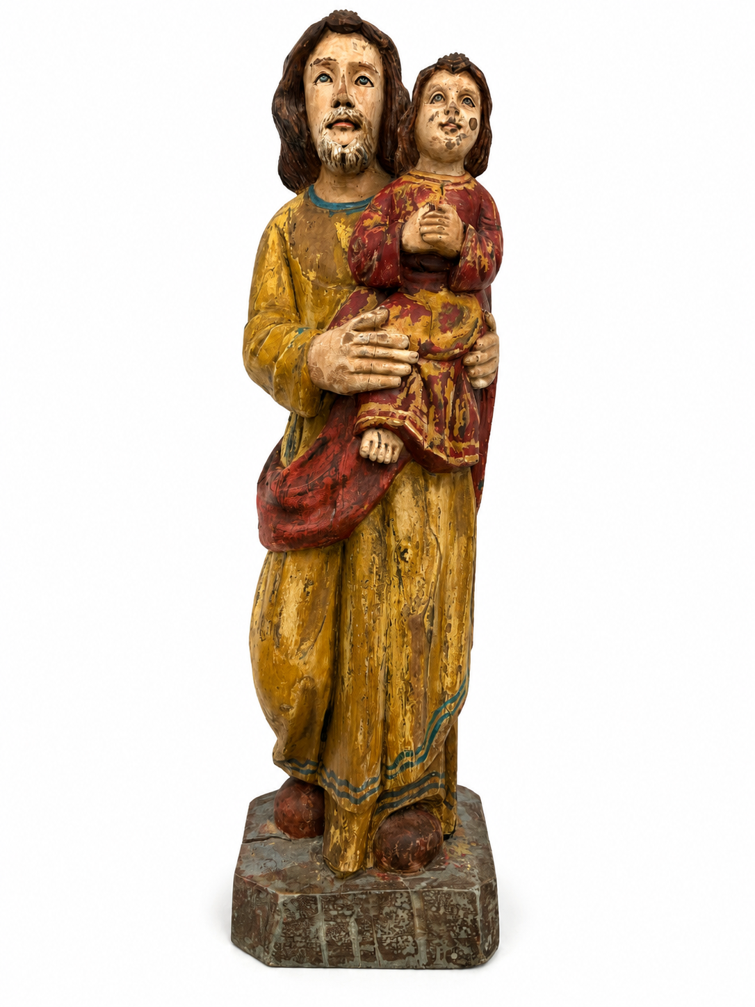 Barocke Andachtsfigur „Hl. Josef mit dem Jesuskind“ Süddeut. ca. 1750–1800, 91cm Showroom Ansbach
