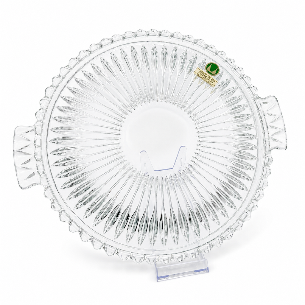 Walther Glas Tortenplatte | Kristallglas teilmattiert | Griffe | 34cm | Vintage Walther Glas