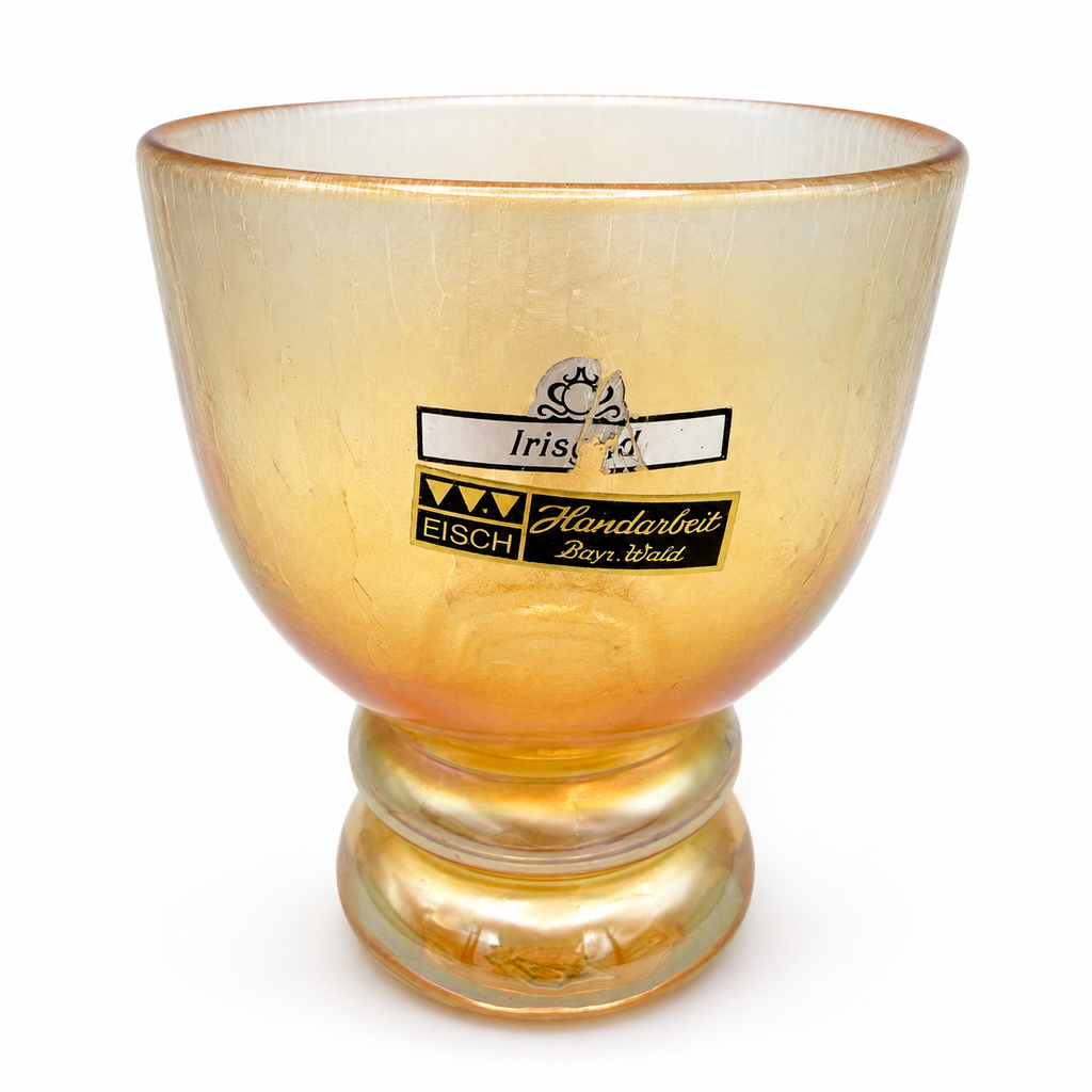 Eisch Kristall Vase Irisgold | 24 Karat Echtgold | Pokalvase | TOP Eisch