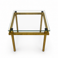 Hollywood Regency Beistelltisch Messing & Glas – Graviertes Design – Vintage 70e Vintage