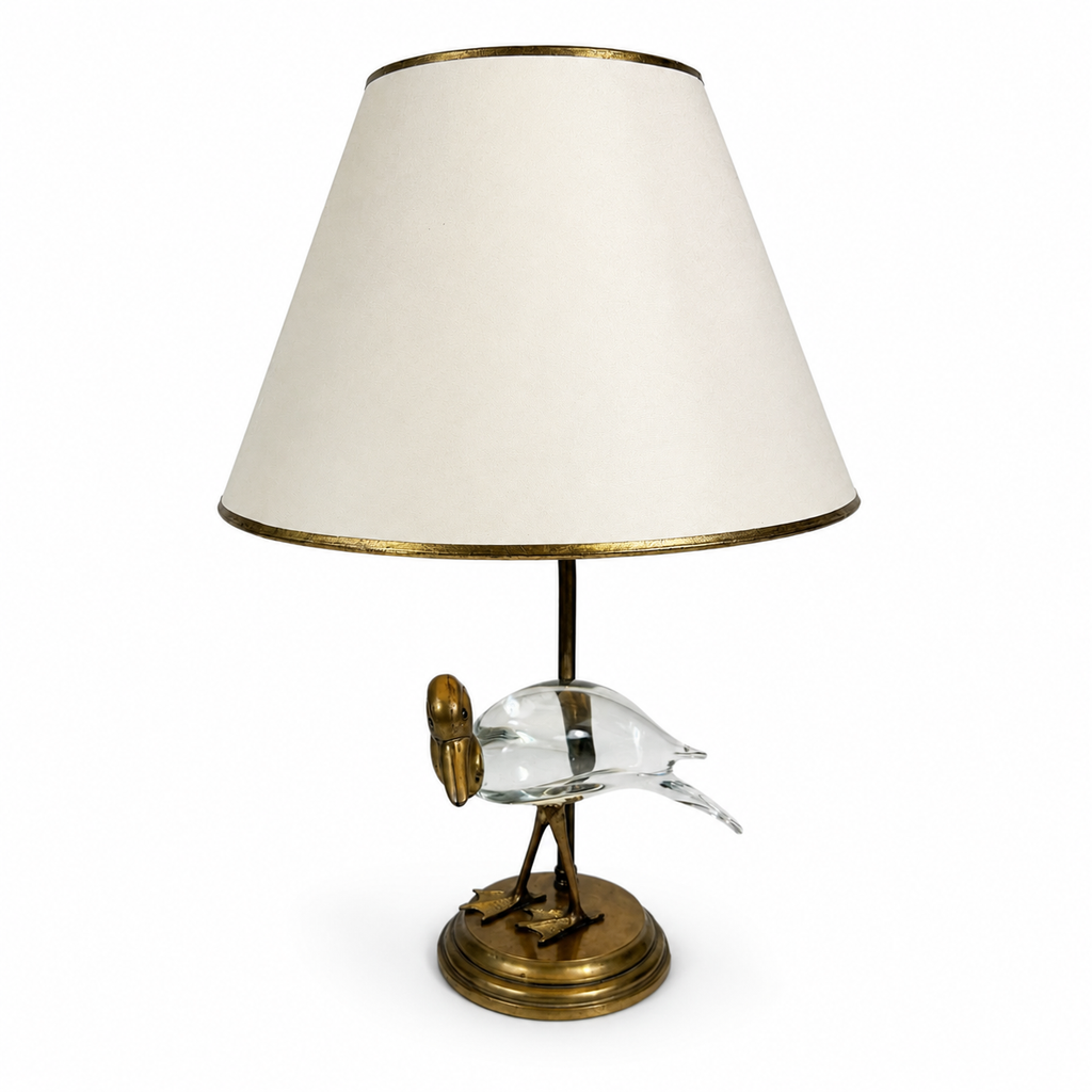 Lucienne Monique Florenz Lampe | Messing & Glas Ente | Italien | 53cm Lucienne Monique