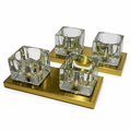 2x Peill & Putzler Wandlampe Eisglas Messing 70er Jahre Design Leuchte Kristallglas Paar Showroom Ansbach