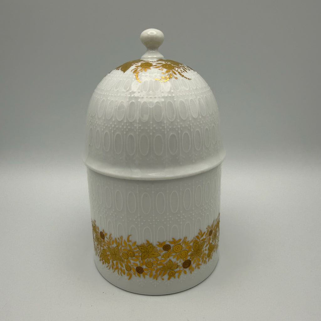 Rosenthal Deckeldose Romanze in Gold I Design Bjørn Wiinblad I studio-linie Zuckerdose I Vintage 15 cm Rosenthal