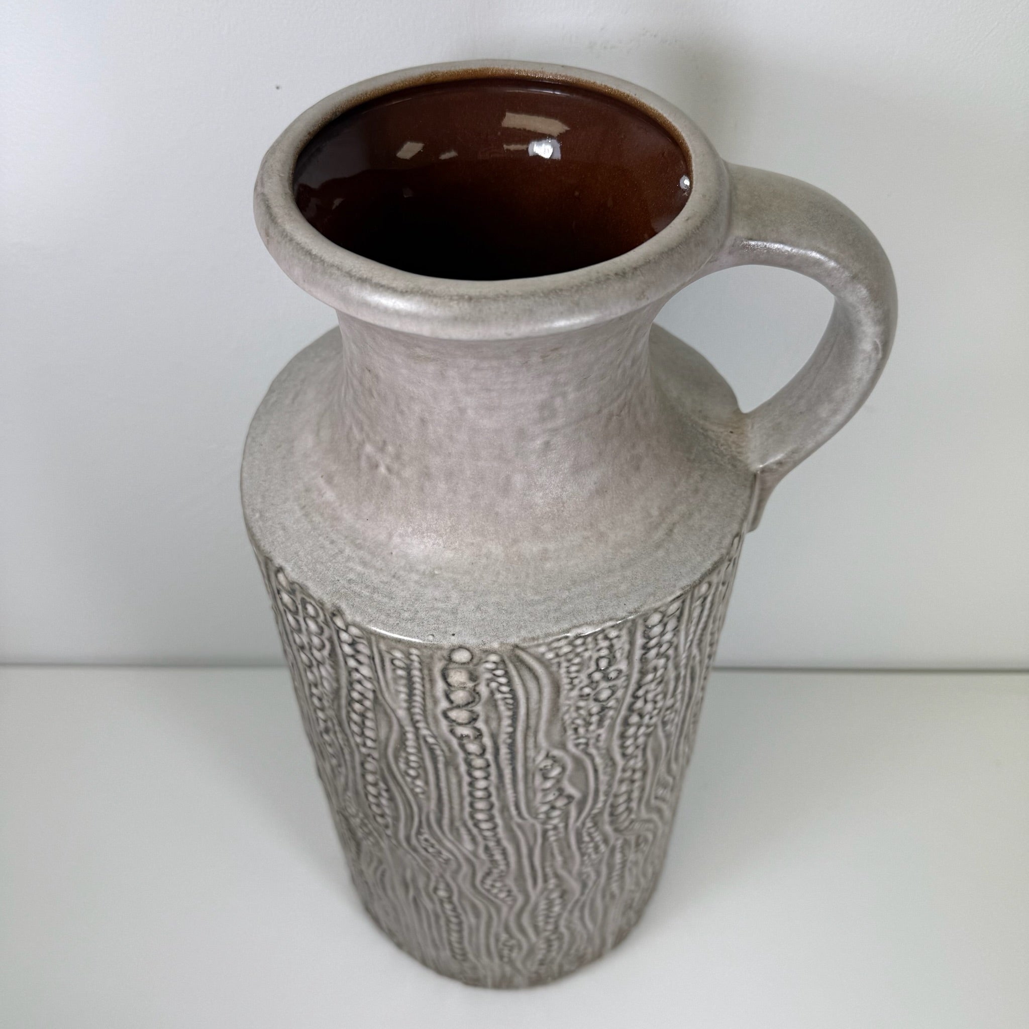 XL Carstens Tönnieshof Bodenvase 45 cm I Modell 7652-45 I Brutalismus Relief Vase Beige Grau 1970er West German Pottery I Makellos Carstens Tönnieshof