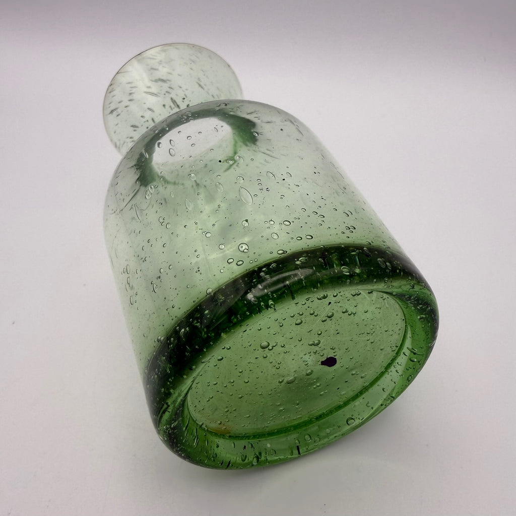 Kleine Vintage Bullicante Vase Grün I Blasenglas Solitärvase 1970er I Mid-Century Moosgrün Kunstglas 11,7 cm Showroom Ansbach