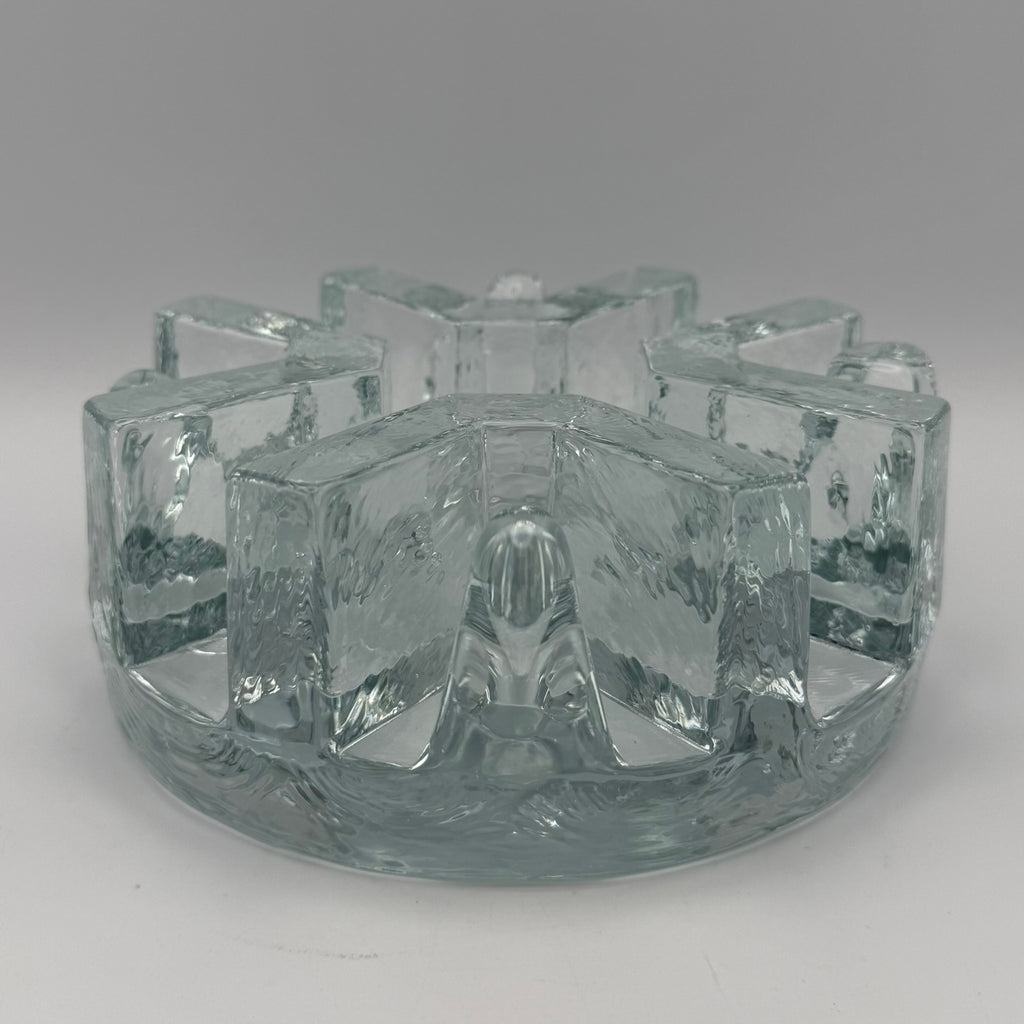 Massives Vintage Glas Stövchen I 1970er Eisglas Optik I Schwerer Teewärmer Brutalismus I Makellos 1,7 kg Showroom Ansbach