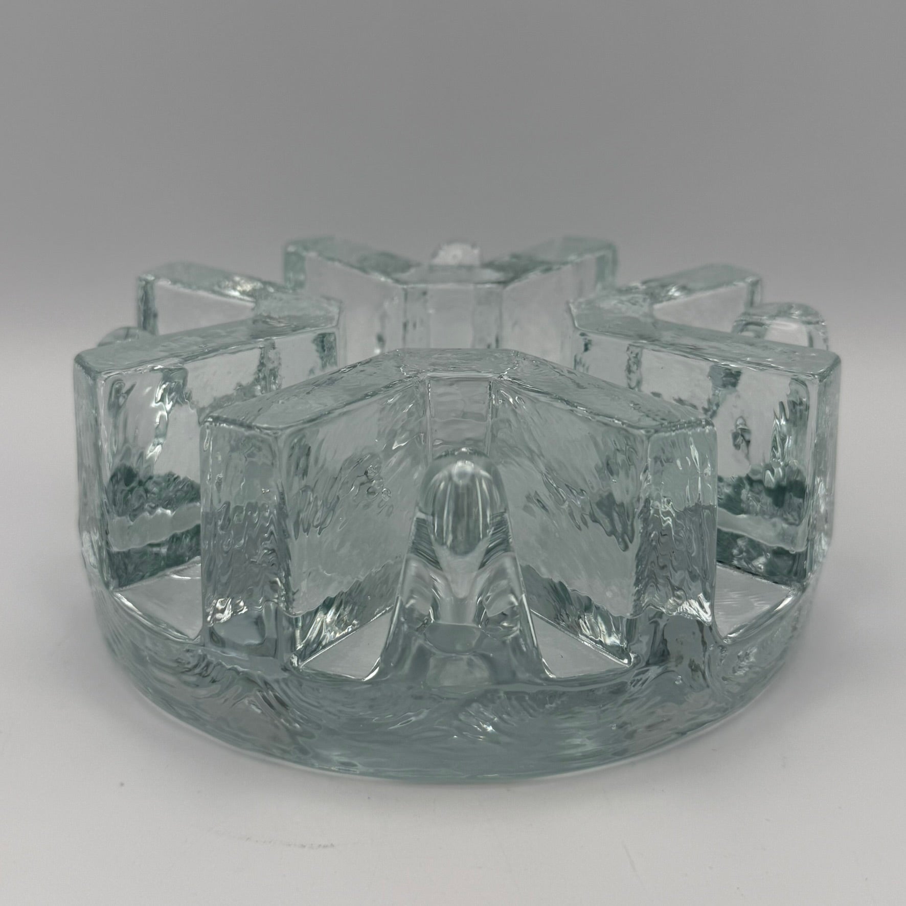 Massives Vintage Glas Stövchen I 1970er Eisglas Optik I Schwerer Teewärmer Brutalismus I Makellos 1,7 kg Showroom Ansbach