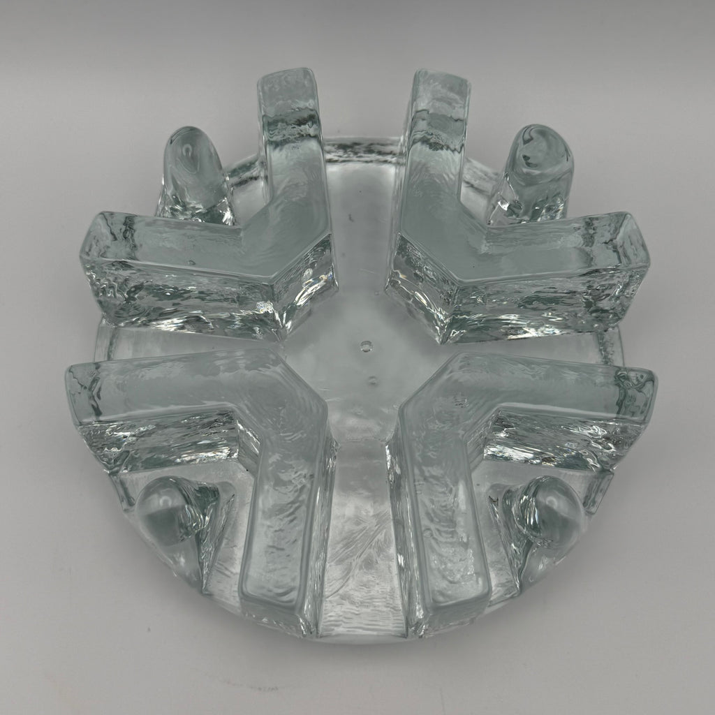 Massives Vintage Glas Stövchen I 1970er Eisglas Optik I Schwerer Teewärmer Brutalismus I Makellos 1,7 kg Showroom Ansbach