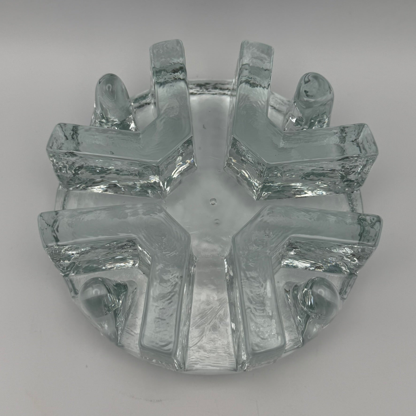 Massives Vintage Glas Stövchen I 1970er Eisglas Optik I Schwerer Teewärmer Brutalismus I Makellos 1,7 kg Showroom Ansbach