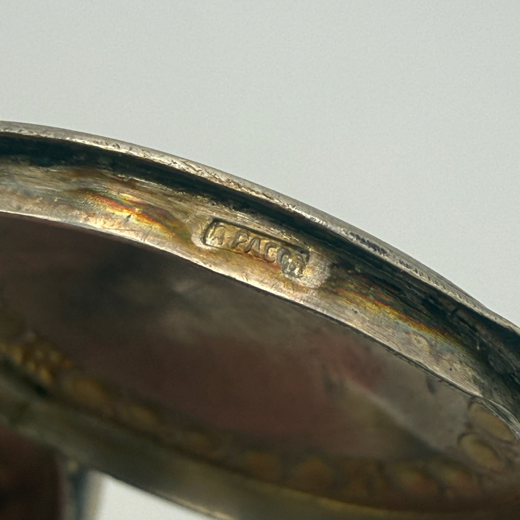 Antike Jugendstil Pillendose Alpacca I Kettenanhänger Dose I Guilloche & Rocaille um 1910 I 4,5 cm Showroom Ansbach