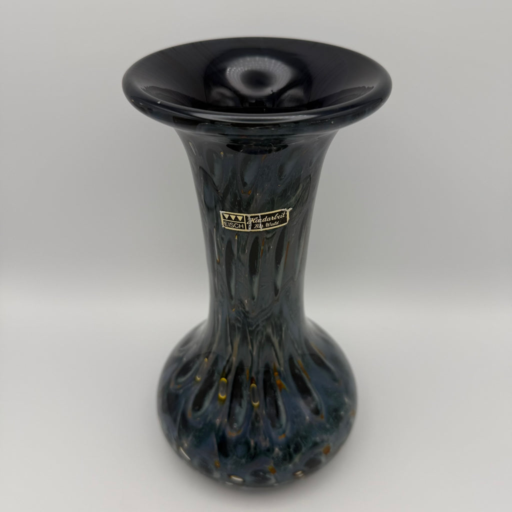 Eisch Studioglas Vase I Signiert & Etikett I Iridisierend Poesie in Glas 70er 80er I Handarbeit 22,3 cm Glashütte Eisch