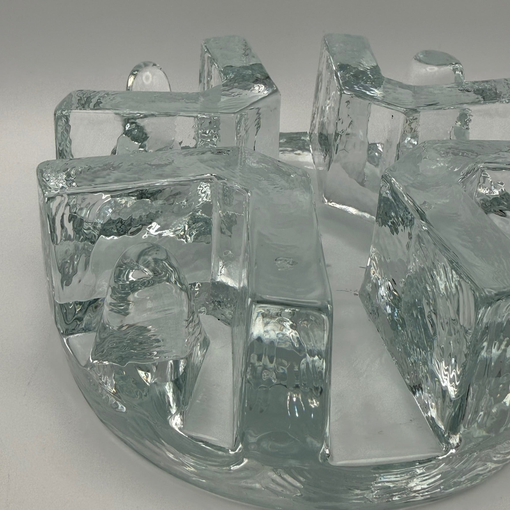 Massives Vintage Glas Stövchen I 1970er Eisglas Optik I Schwerer Teewärmer Brutalismus I Makellos 1,7 kg Showroom Ansbach