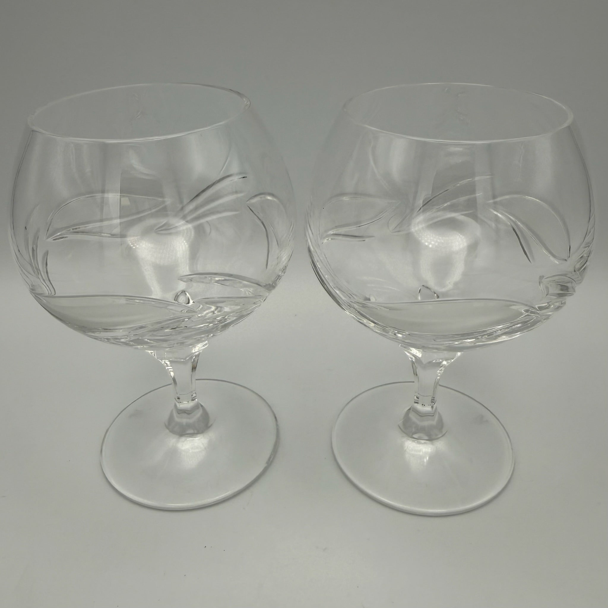 2er Set Nachtmann Cognacschwenker I Bleikristall mit Ätzsignatur I Blätterschliff Satiniert I Vintage I 13 cm Nachtmann