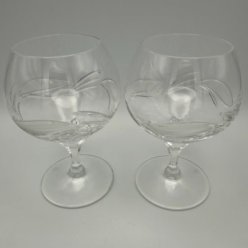 2er Set Nachtmann Cognacschwenker I Bleikristall mit Ätzsignatur I Blätterschliff Satiniert I Vintage I 13 cm Nachtmann