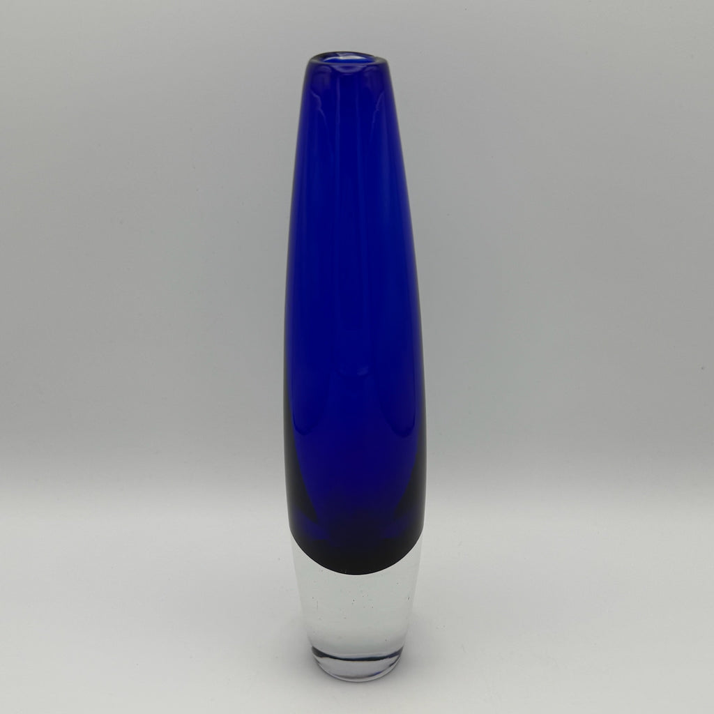 Sven Palmqvist für Orrefors Kunstglas Vase I Kobaltblau Sommerso Keulenvase Schweden 1950er I Skandinavisches Design 21,5 cm Orrefors