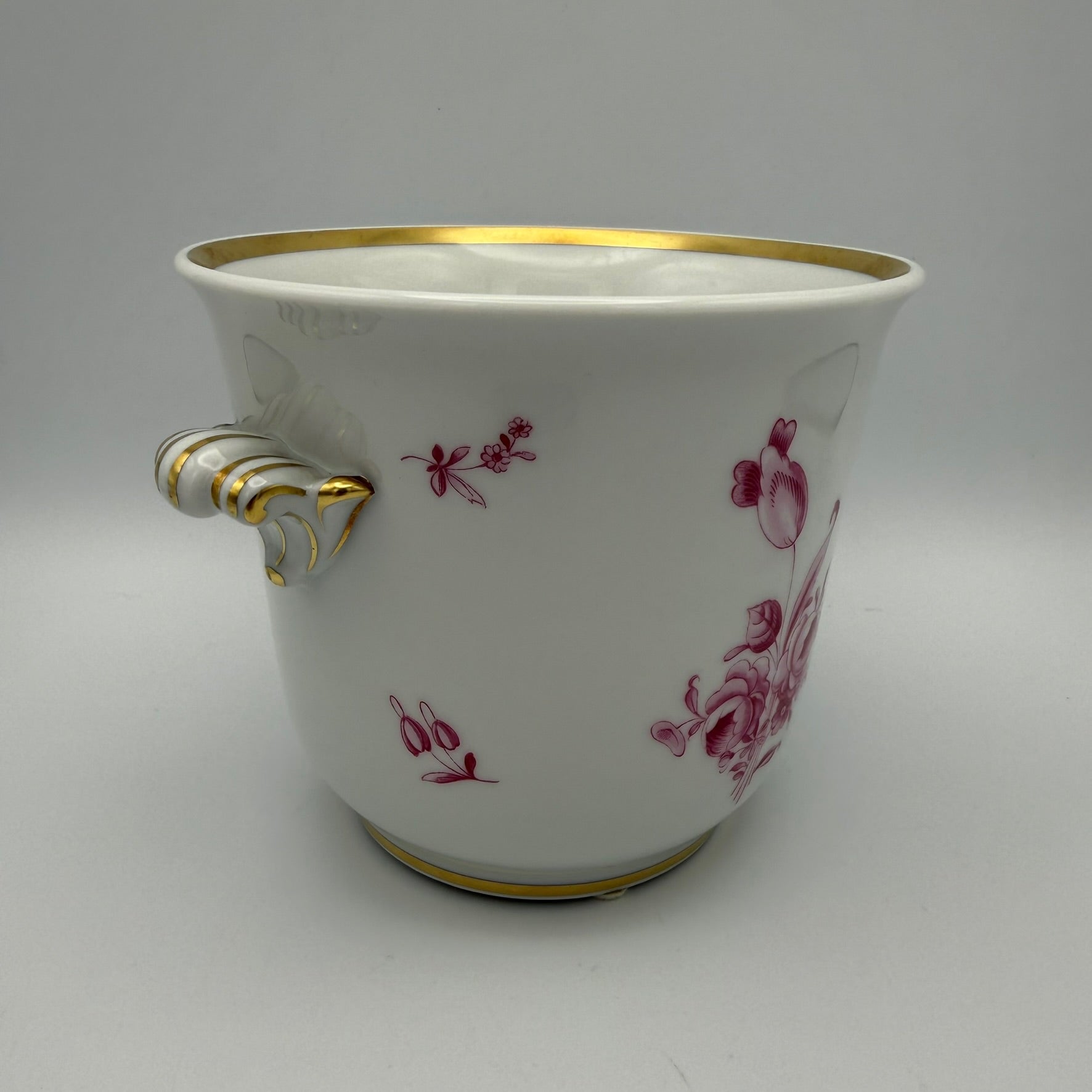 Hutschenreuther Selb Cachepot I Übertopf I Dresden Purpur Rose I Golddekor I Vintage 1950er I 13 cm Hutschenreuther