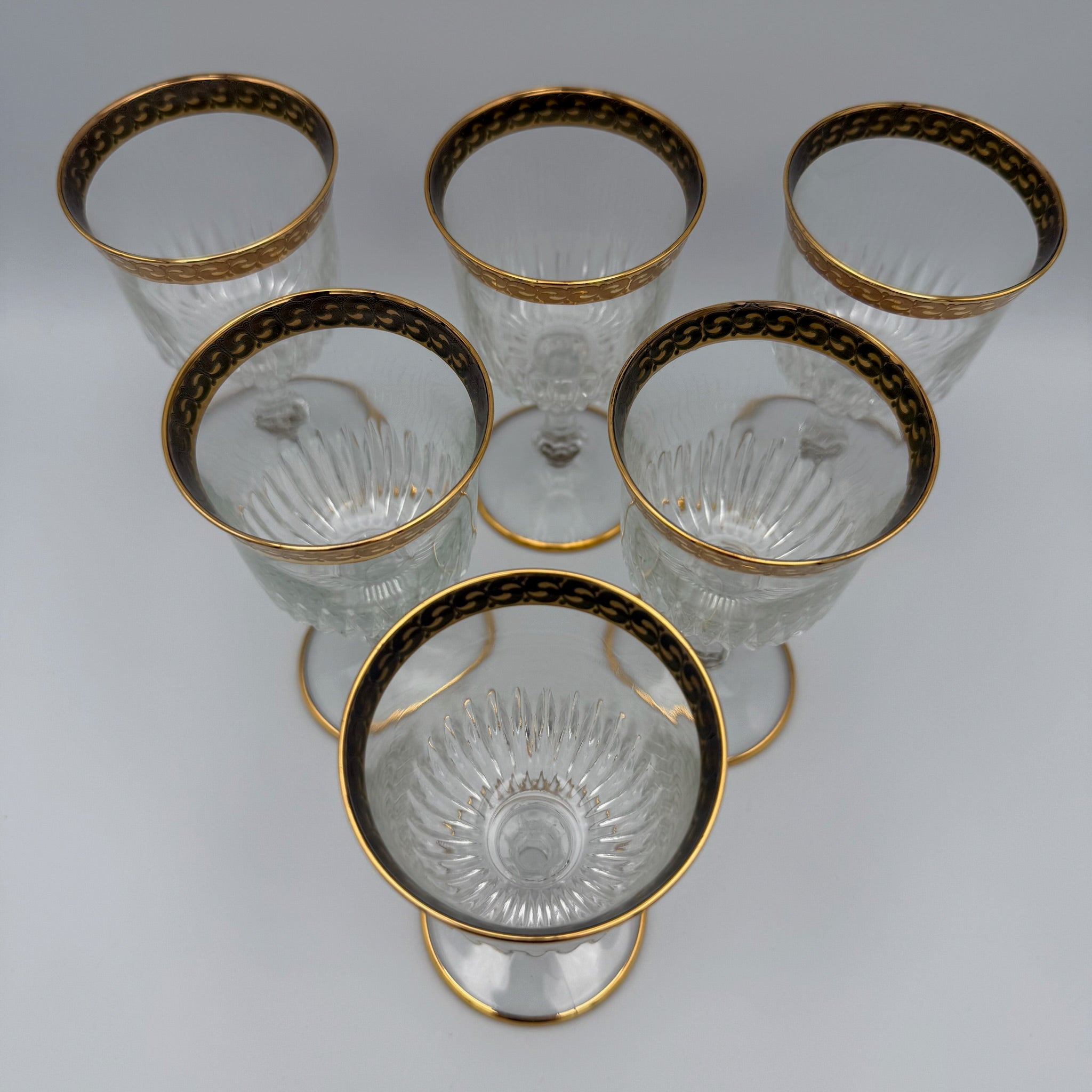 6x Vintage Longdrinkgläser Set Goldrand Wassergläser Kristall Mid Century 60er Showroom Ansbach