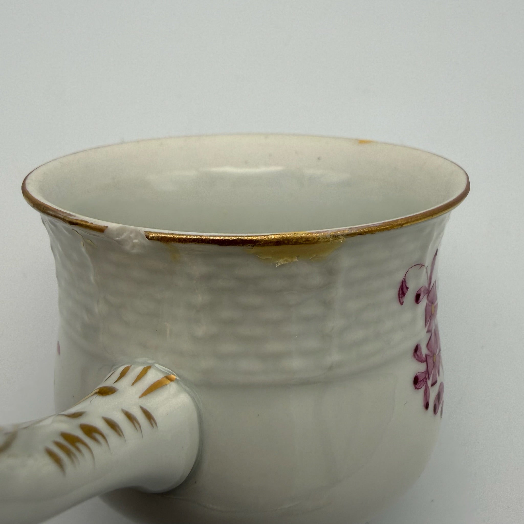 4er Set Herend Schokoladentassen mit Deckel I Apponyi Purpur I Handgemalt Rosenknauf Goldstaffage I Seltene Crème-Töpfen Herend