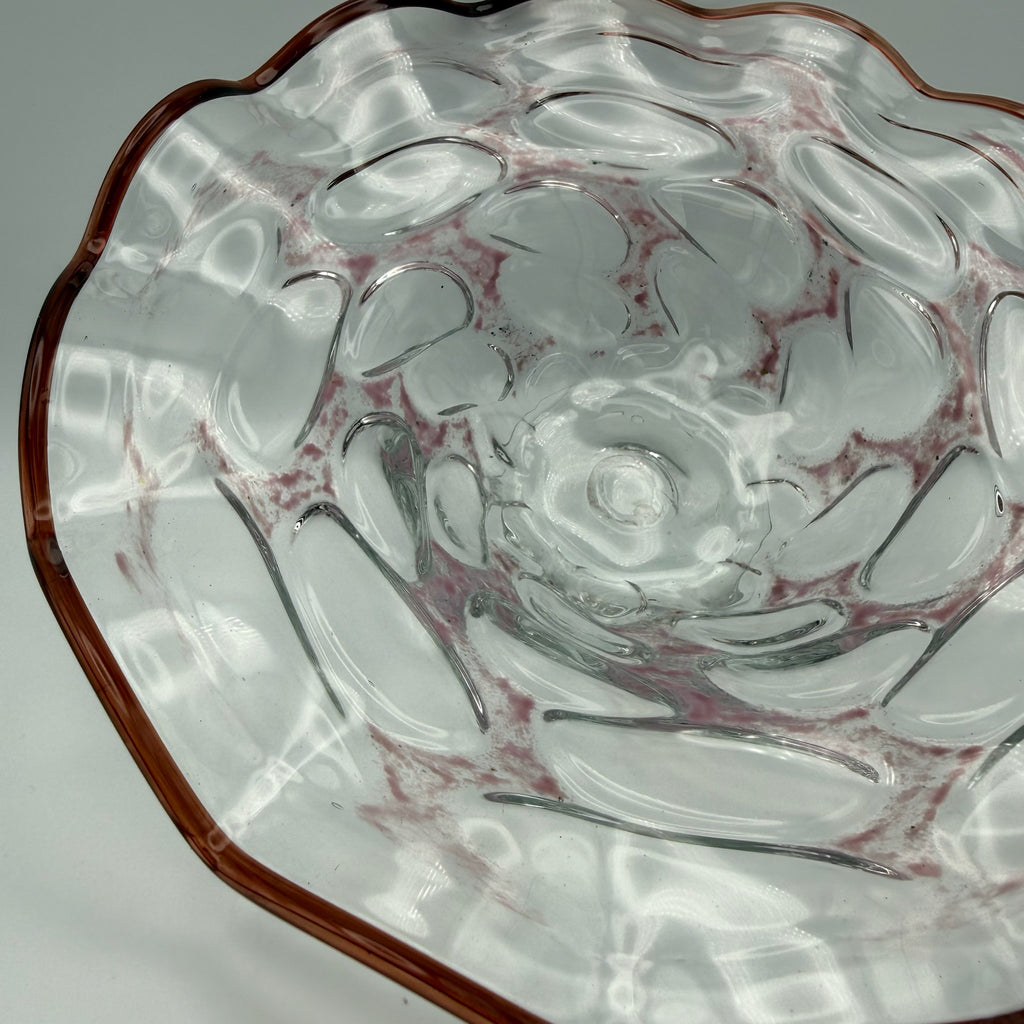 Erwin Gaschler Studioglas Schale I Unikat 1989 Signiert I Rostrot Rosé I Glaskunst Modern Art I 24,5 cm E. Gaschler