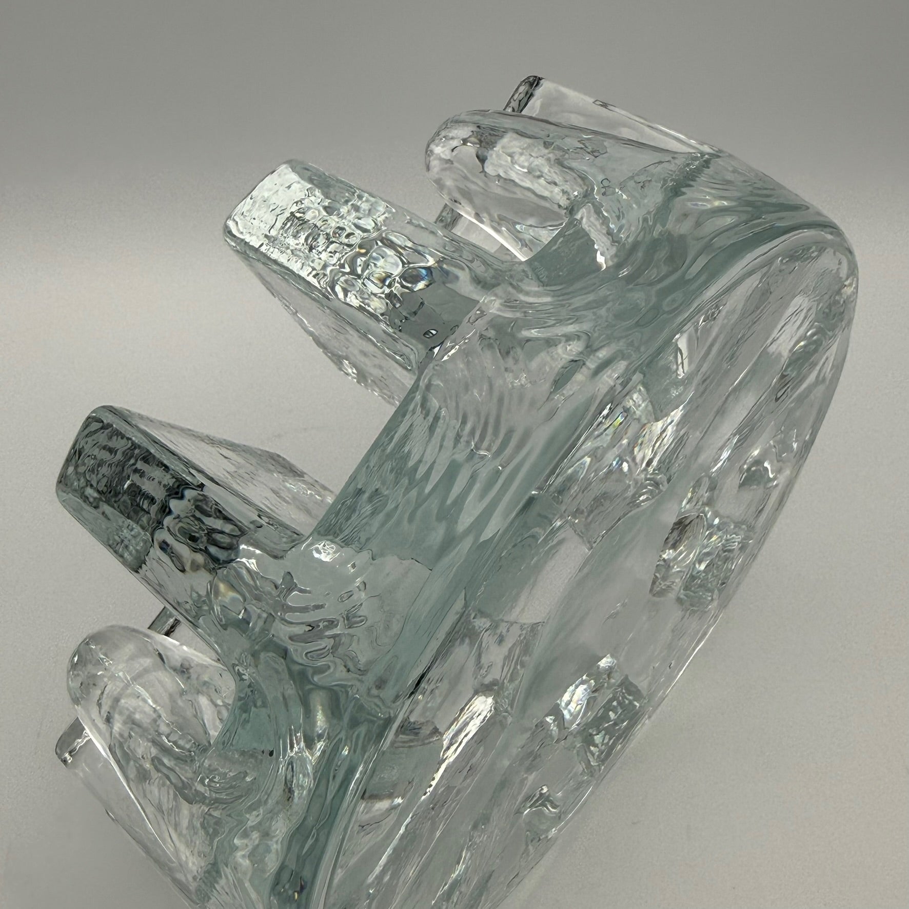Massives Vintage Glas Stövchen I 1970er Eisglas Optik I Schwerer Teewärmer Brutalismus I Makellos 1,7 kg Showroom Ansbach