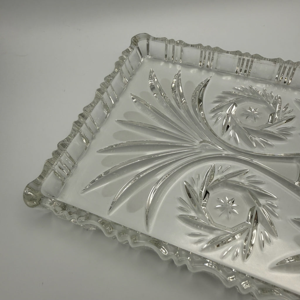 Vintage Walther Glas Kuchenplatte Rechteckig Eisglas Mattiert Servierplatte 34cm Walther Glas