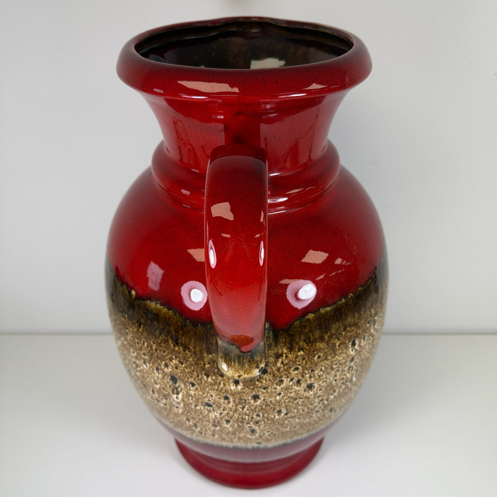 XL Scheurich Fat Lava Bodenvase 601-49 I West Germany I 49 cm I Keramikvase Rot Braun Scheurich