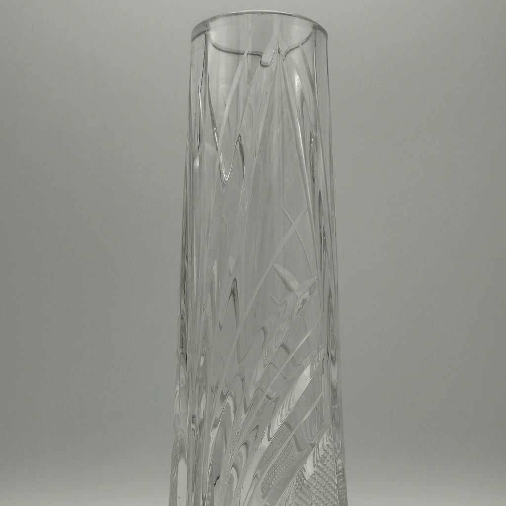 Vintage Kristallglas Vase I Zylindrisch I Geometrischer Schliff I Eisboden I 22 cm Showroom Ansbach
