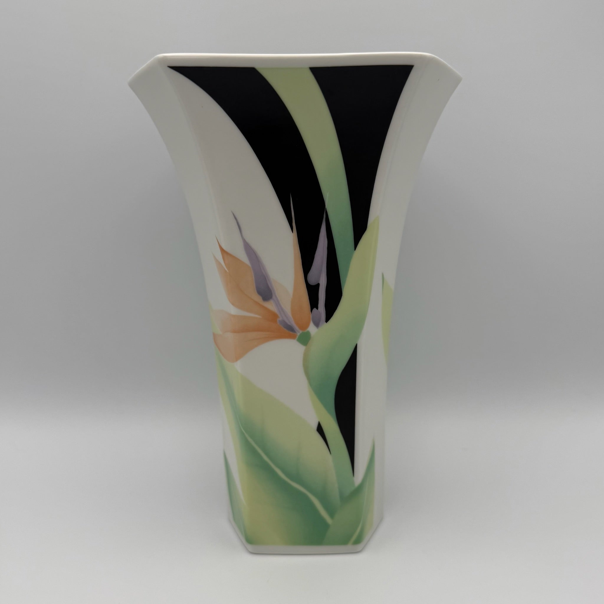 Vintage Scherzer Porzellan Vase Trichtervase Strelitzie 80er Jahre Memphis Op Art Showroom Ansbach
