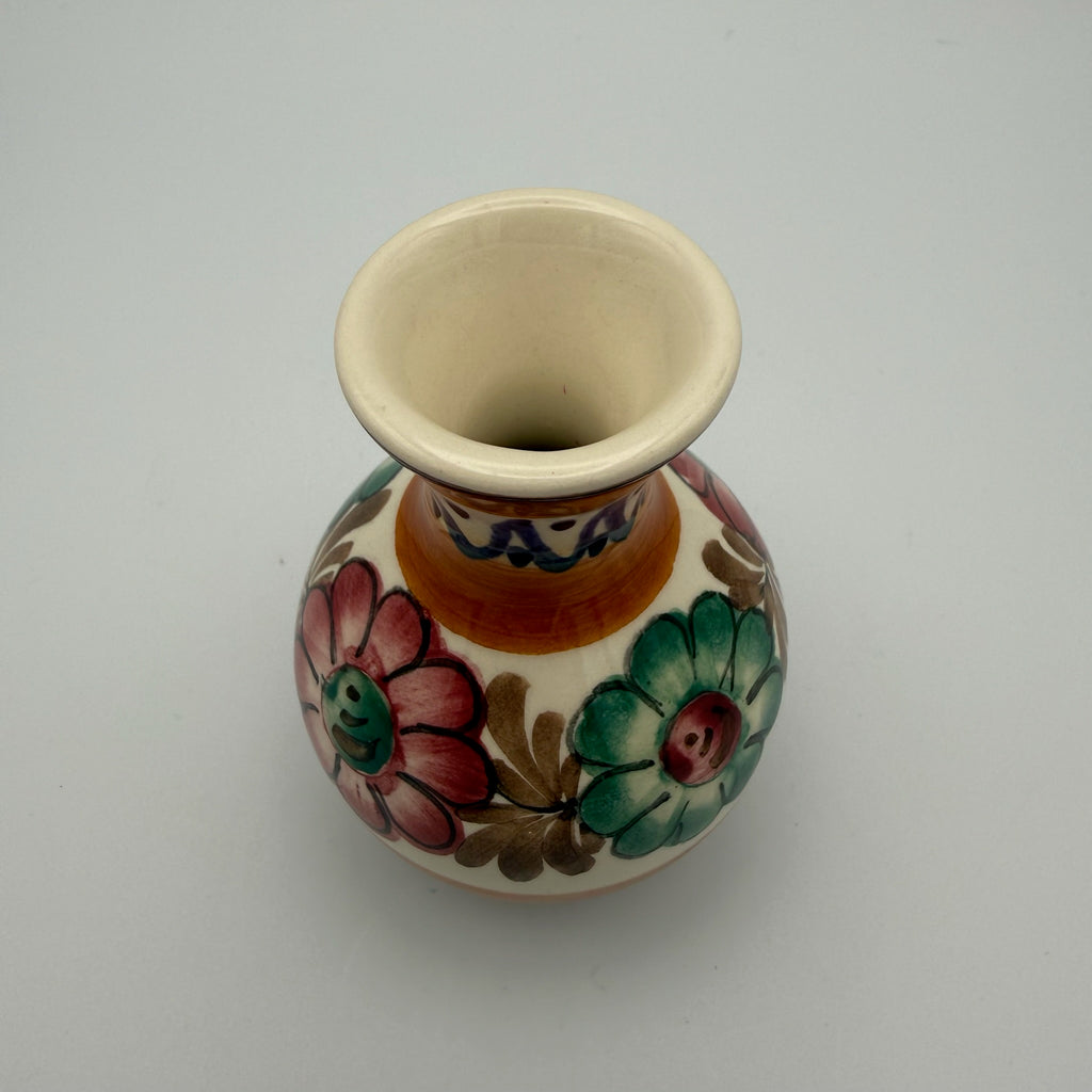 Vintage Tiroler Majolika Schwaz Vase Handbemalt Alpenblumen Keramik 50er 60er Tiroler Mojolika