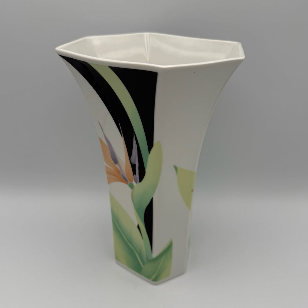 Vintage Scherzer Porzellan Vase Trichtervase Strelitzie 80er Jahre Memphis Op Art Showroom Ansbach