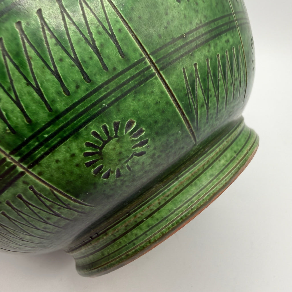 Wilhelm Kagel Garmisch I Studio Keramik Vase I Sgraffito Ritzdekor Grün I 50er Jahre I 17 cm Showroom Ansbach