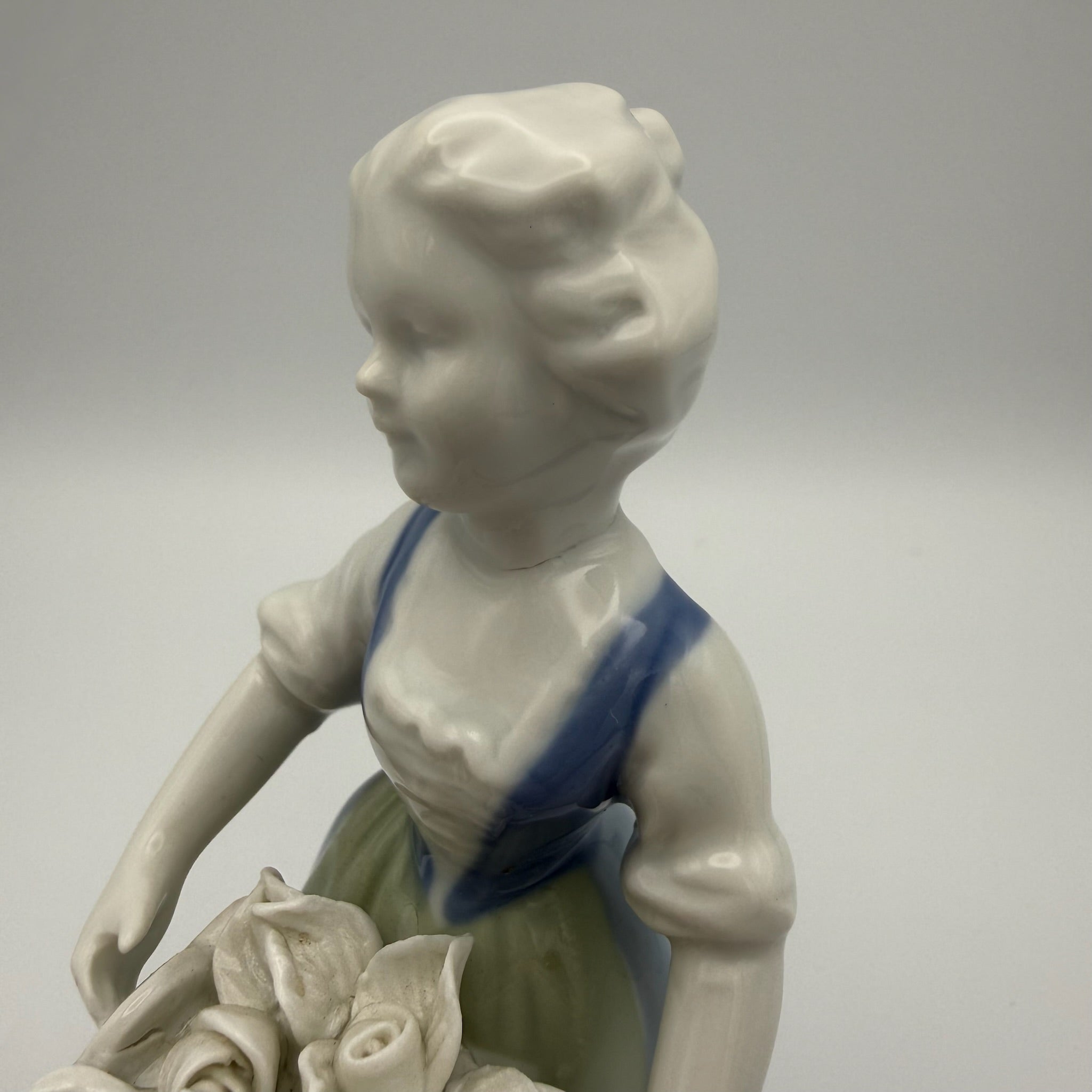Vintage Gerold Porzellan Figur Mädchen mit Blumenkorb Bavaria Handbemalt 50er Gerold Porzellan