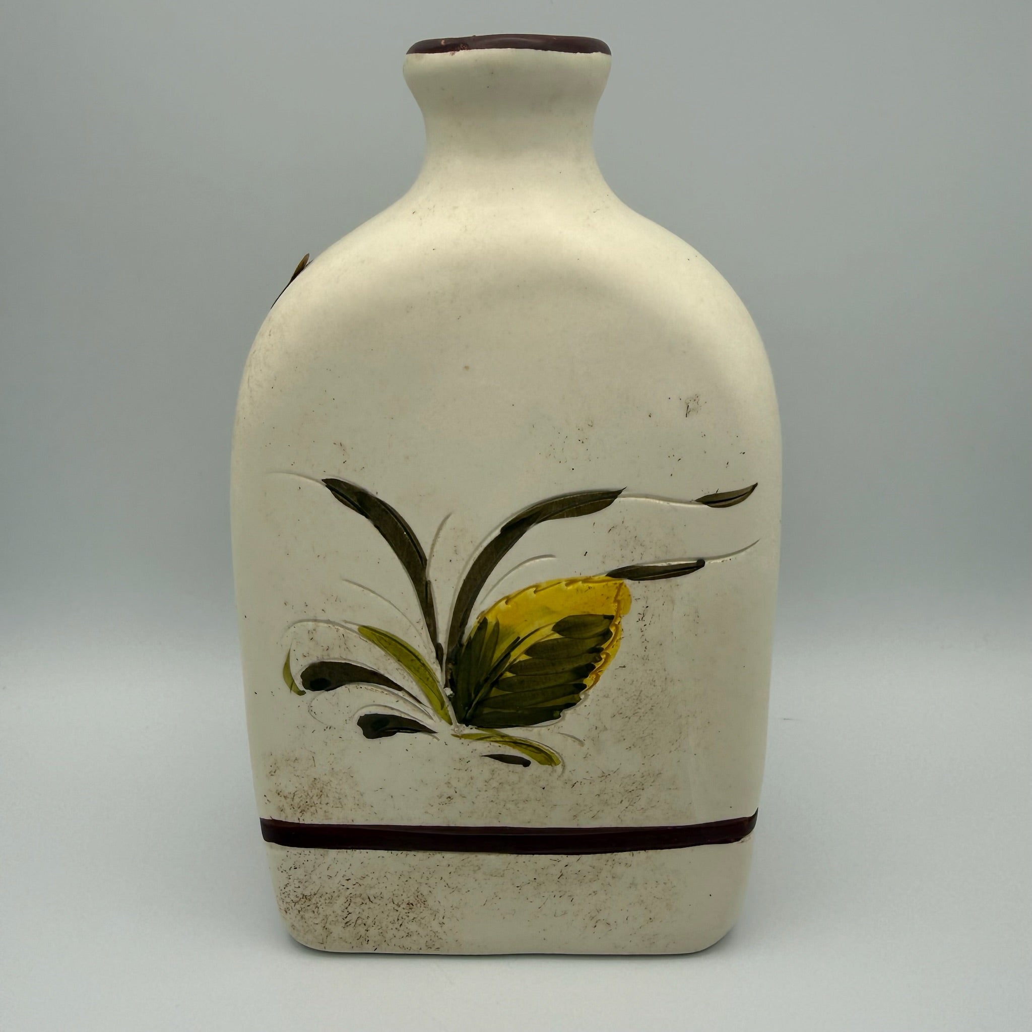 Original Toscana Keramik Flasche Handbemalt Blumen Blau Ölflasche Majolika Italien Showroom Ansbach