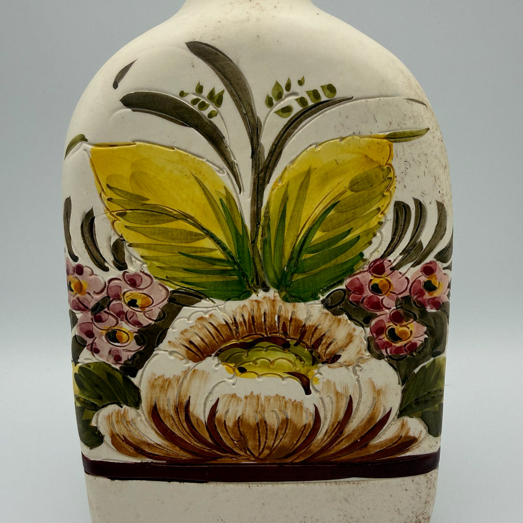 Original Toscana Keramik Flasche Handbemalt Blumen Blau Ölflasche Majolika Italien Showroom Ansbach