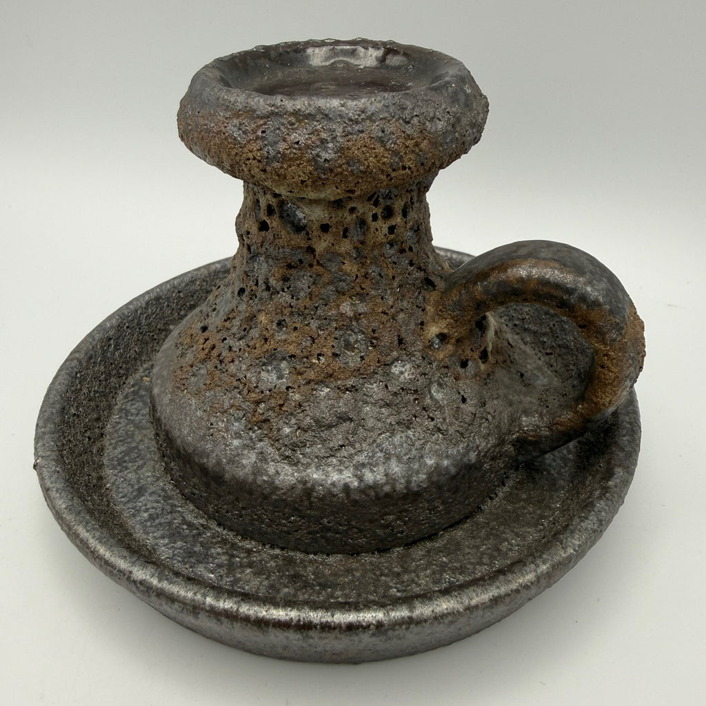 Jopeko Brutalist Keramik Kerzenständer I Kammerleuchter Fat Lava 1970er I West Germany Vintage I 13,5 cm Jopeko