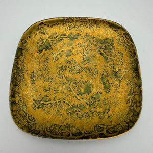 Rosenthal Studio-Linie Vintage Schälchen 11 cm I Handgemalt Gold Grün I Kristallglasur Konfektteller Mid-Century Modern I Unikat
