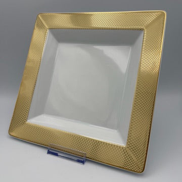 Rosenthal Germany quadratischer Teller 22 cm Golddekor Gitterdekor Porzellan Showroom Ansbach