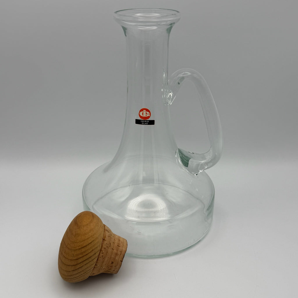 Ingrid Glas Vintage Karaffe I Mit Original Holz Korkverschluss I Mid-Century Dekanter 1970er I Top Zustand 26 cm Ingrid Glas