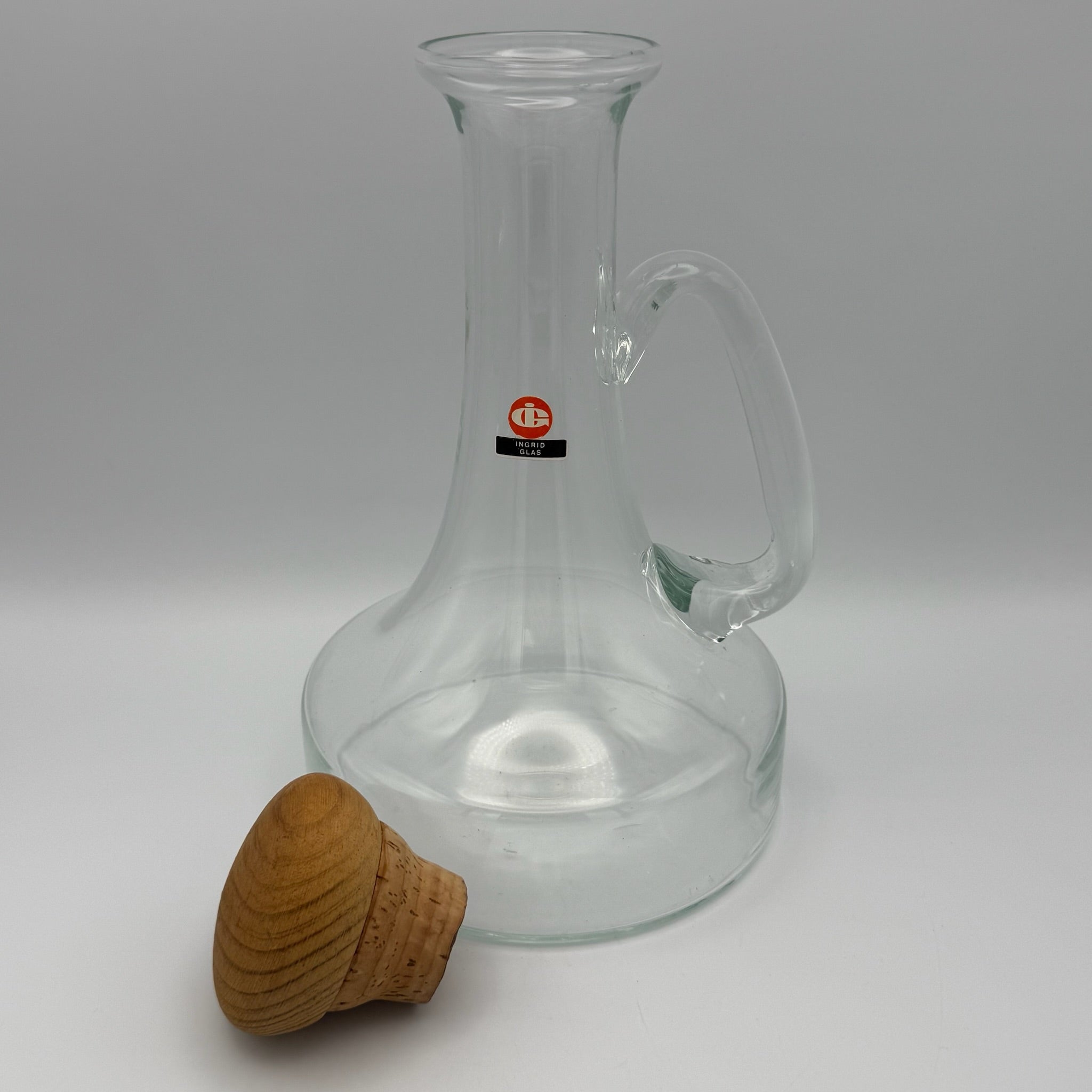 Ingrid Glas Vintage Karaffe I Mit Original Holz Korkverschluss I Mid-Century Dekanter 1970er I Top Zustand 26 cm Ingrid Glas