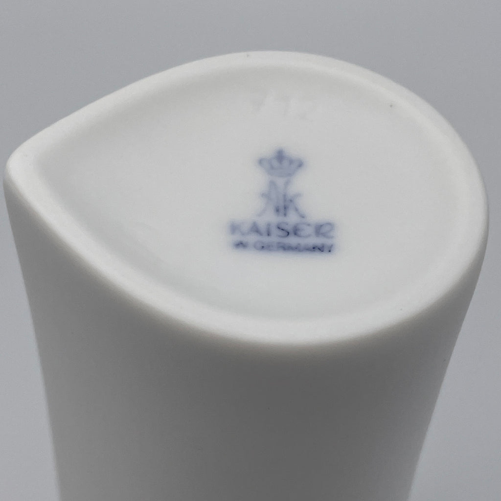 AK Kaiser Porzellan Vase 712 Weiss Relief Flügel Vintage 1970 Op Art AK Kaiser