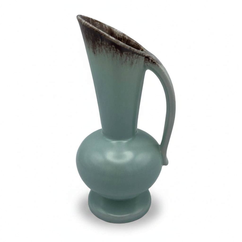 Keramik Henkelkanne Mintgruen Braun 1064 Henkelvase Krug Vintage 1950 Mid Century Showroom Ansbach