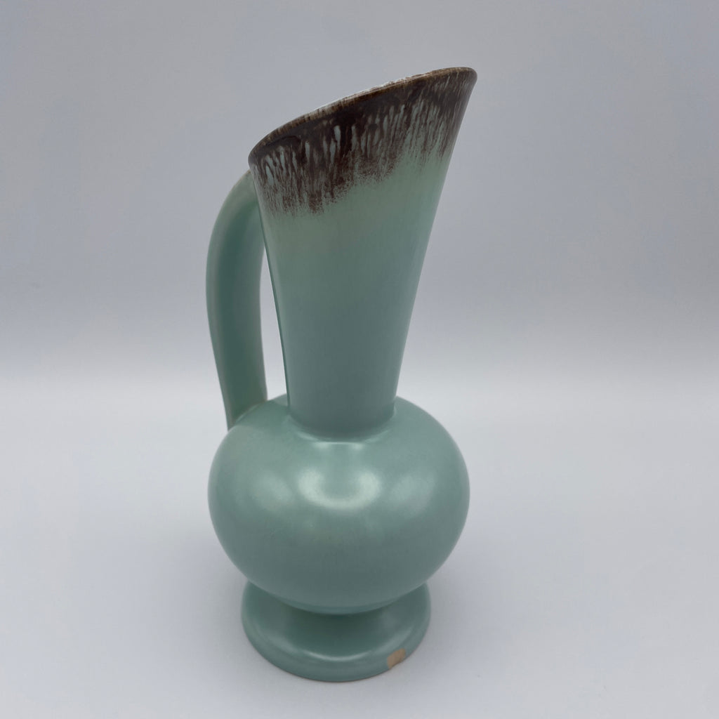 Keramik Henkelkanne Mintgruen Braun 1064 Henkelvase Krug Vintage 1950 Mid Century Showroom Ansbach