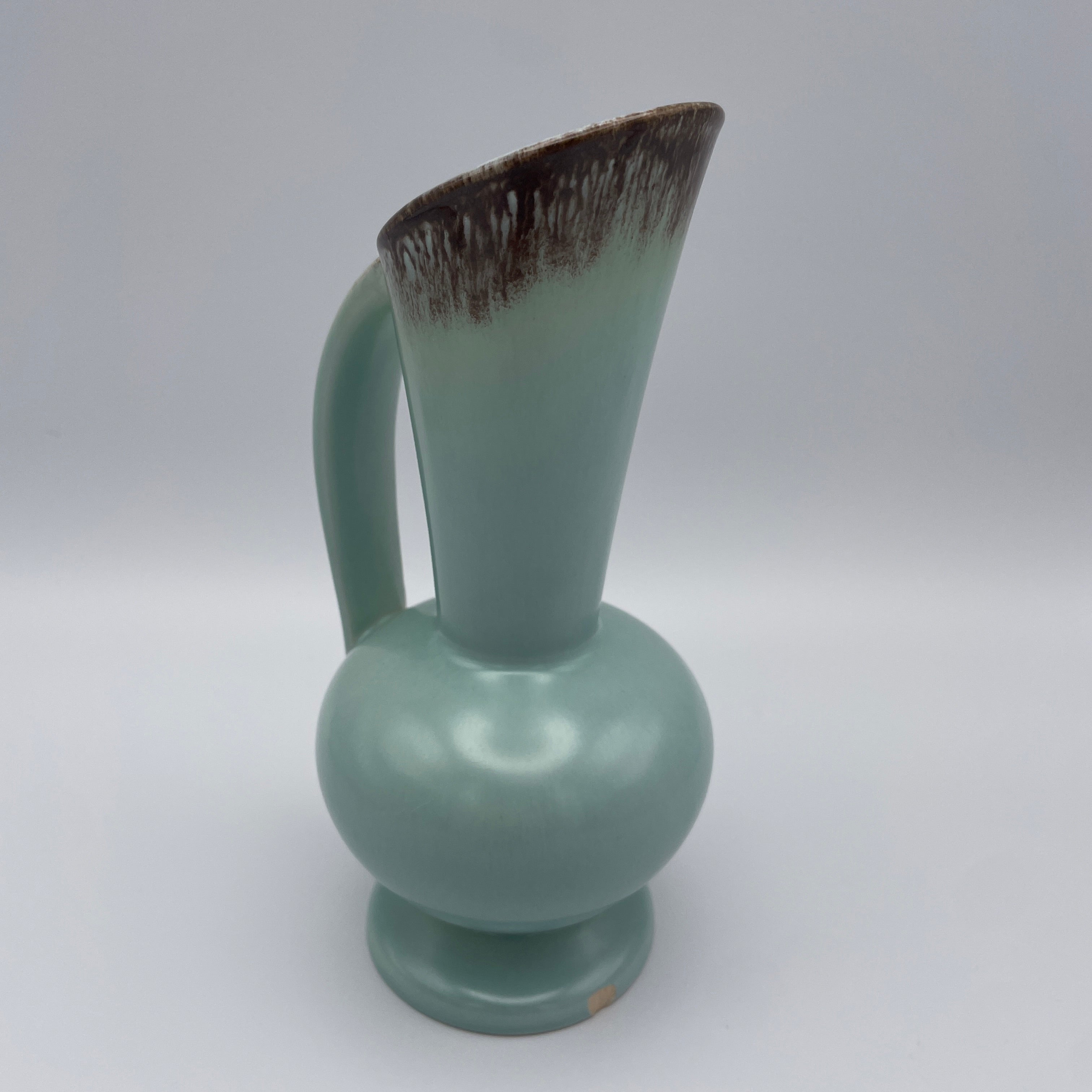Keramik Henkelkanne Mintgruen Braun 1064 Henkelvase Krug Vintage 1950 Mid Century Showroom Ansbach