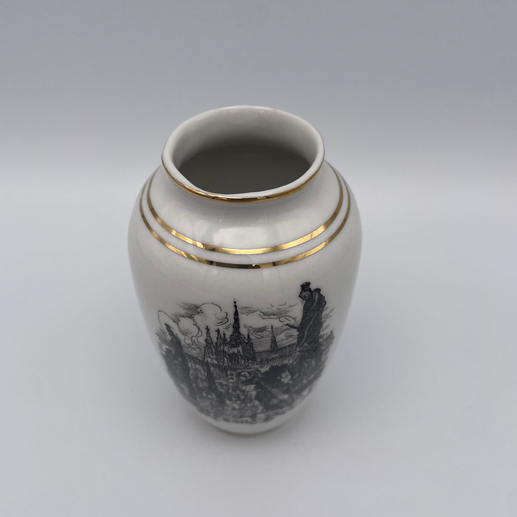 Moritz Zdekauer MZ Vase Prag Praha Karlsbruecke Gold Vintage 1970 Czechoslovakia Moritz Zdekauer