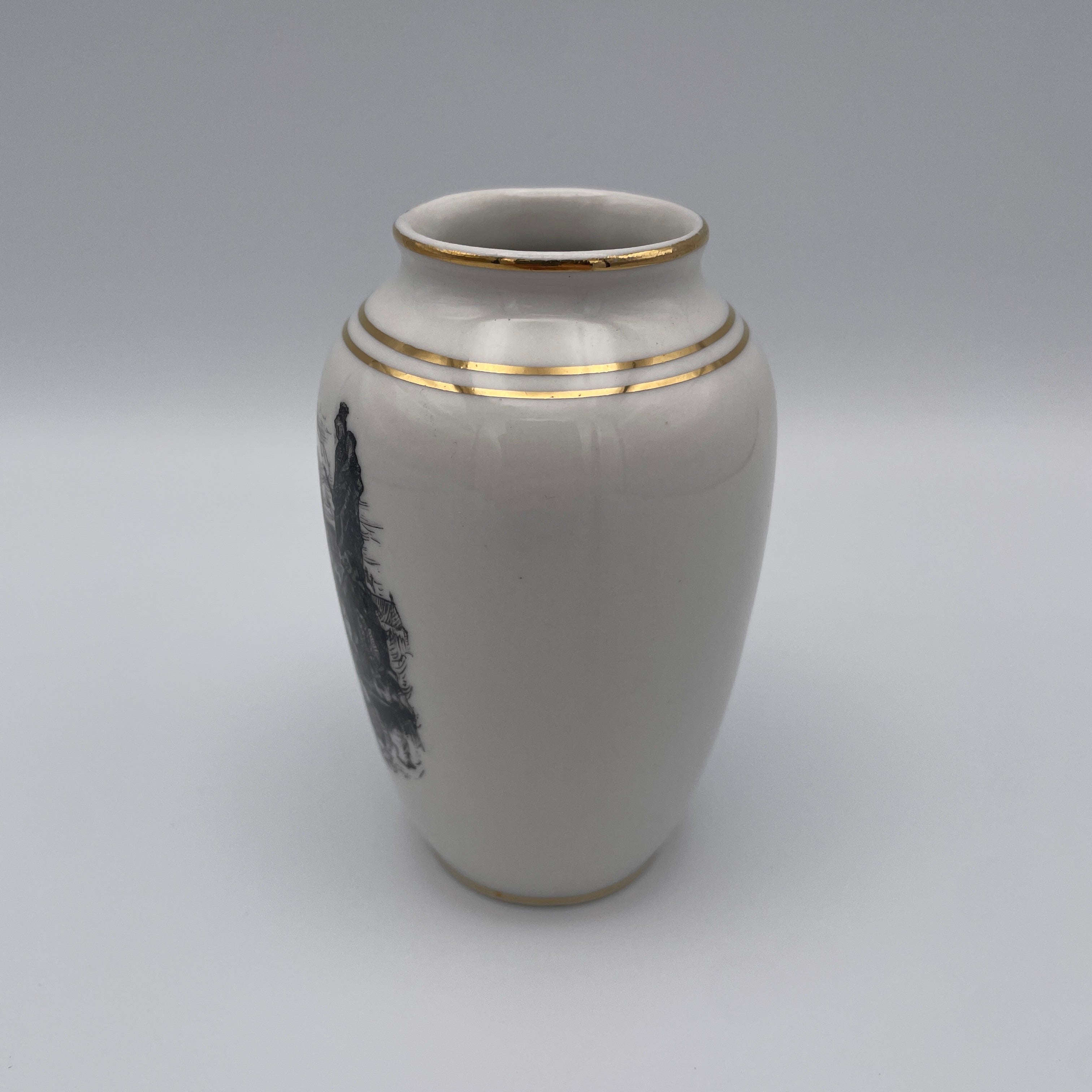 Moritz Zdekauer MZ Vase Prag Praha Karlsbruecke Gold Vintage 1970 Czechoslovakia Moritz Zdekauer